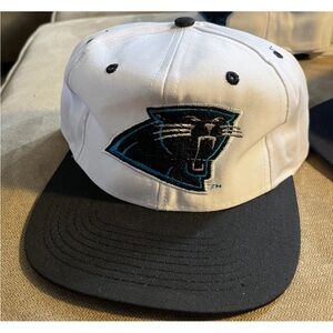 Vintage 90s New Universal USA Carolina Panthers Hat Snapback White Black NFL
